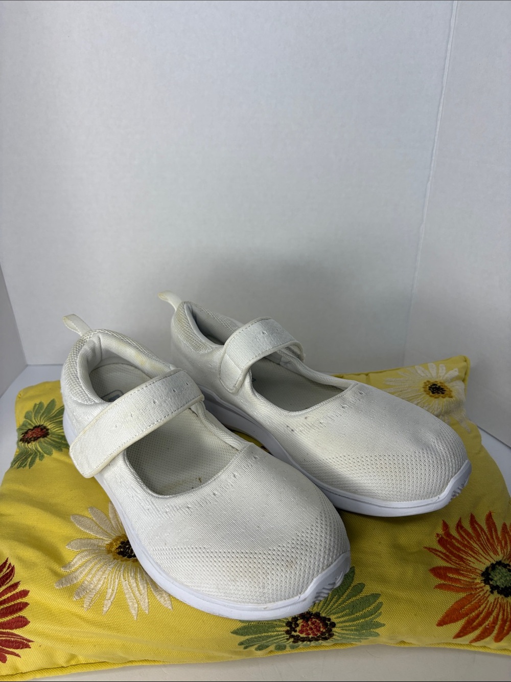Propet TravelBound Mary Jane White Jersey Flats